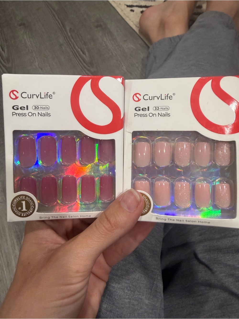 Gel Press-On Nails Set - Pink & Mauve
